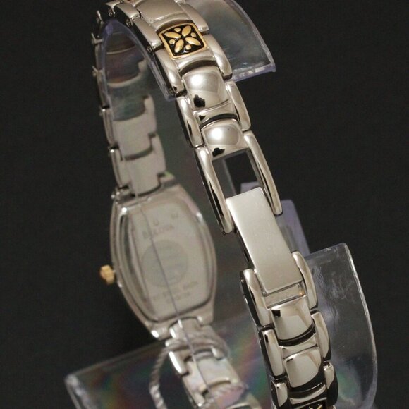 Caravelle Ladies Casual Quartz Watch Two Tone Raised Floral Design 17mm - Picture 11 of 12